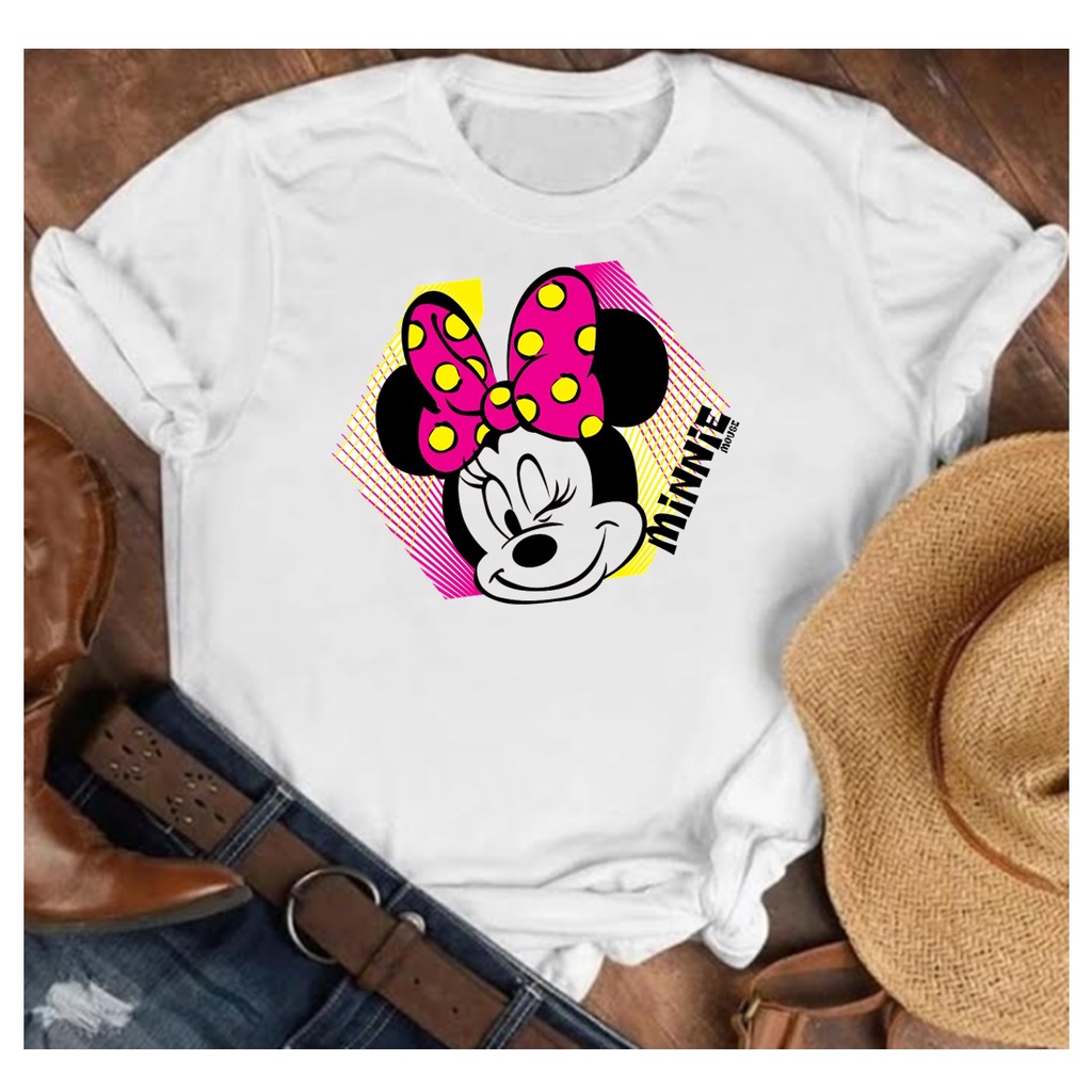 Camiseta Blusa Feminina Babylook Personagem da Minnie Premium Dia Dia  Algodão Tamanho G Nova, Camiseta Feminina Nunca Usado 90765072