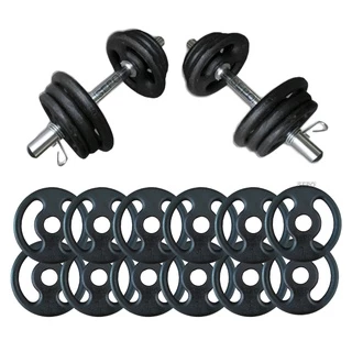 Kit Halteres de Anilhas e Barras Fitness - 18 Peças