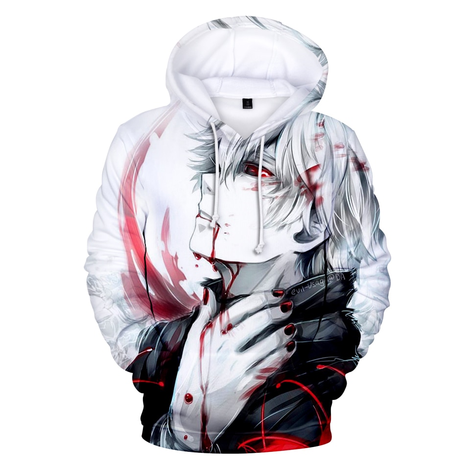 Anime masculino tóquio ghoul hoodies homem mulher boca ken kaneki