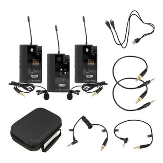 Microfone sem fio duplo Arcano AR-WBODY-2 lapela p/ câmeras e smartphones