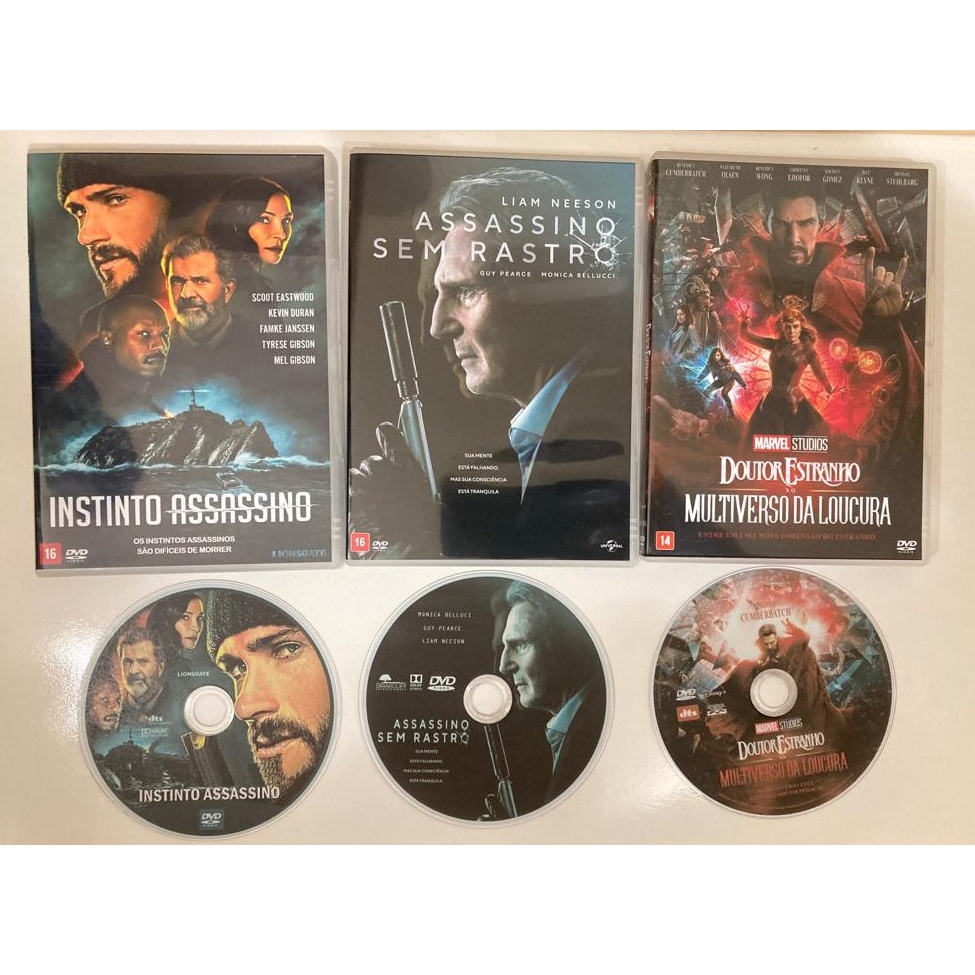 DVD - Instinto Assassino + Assassino Sem Rastro + Doutor Estranho No  Multiverso da Loucura (3 DVD's)