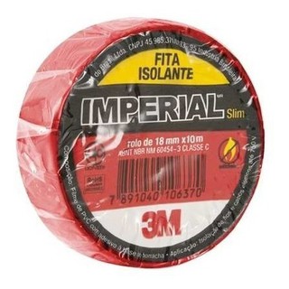 Fita Isolante Imperial 18mm X 10m Vermelha - 3m