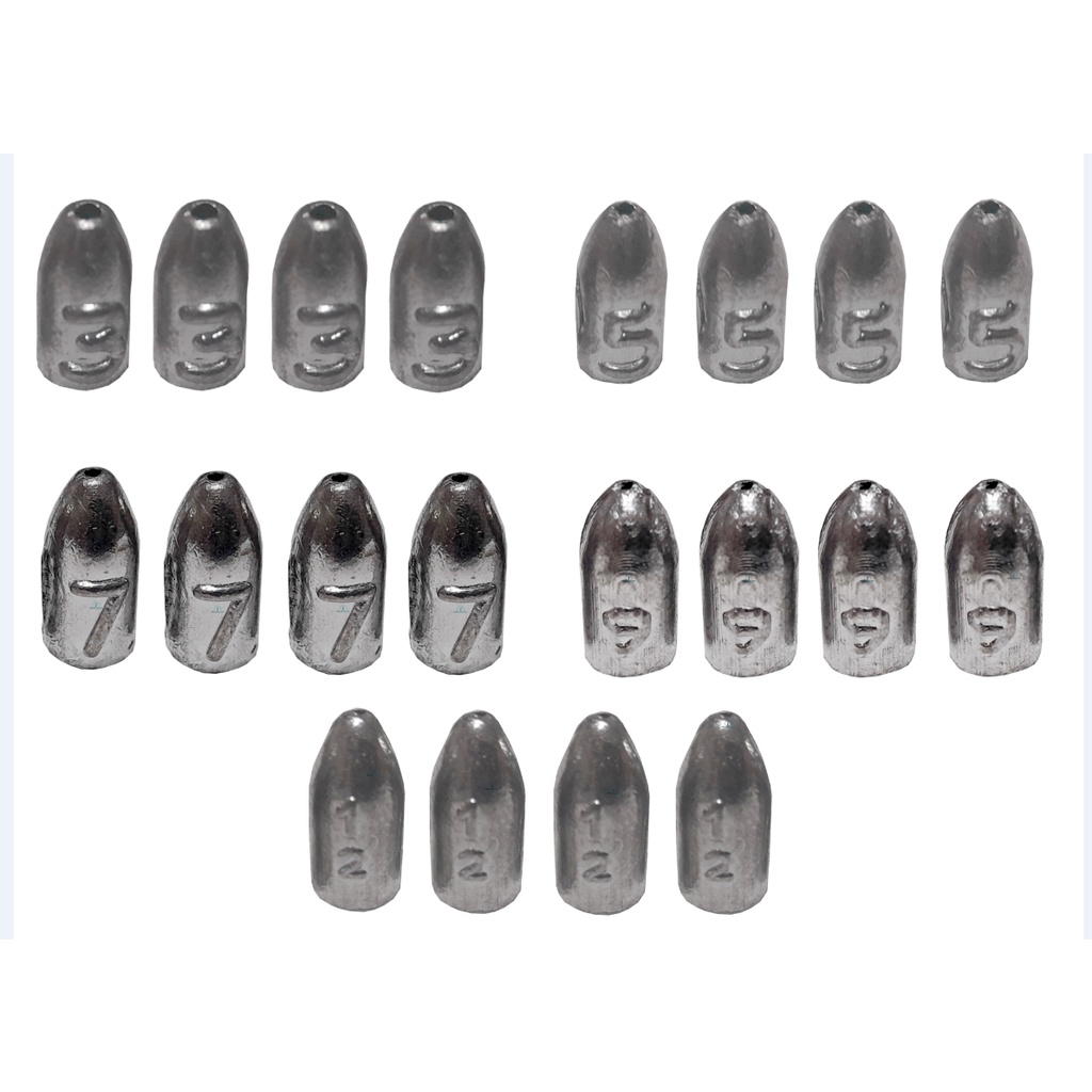 Chumbada Pesca Bullet Bala 20 unidades 3g 5g 7g 9g 12g | Shopee Brasil