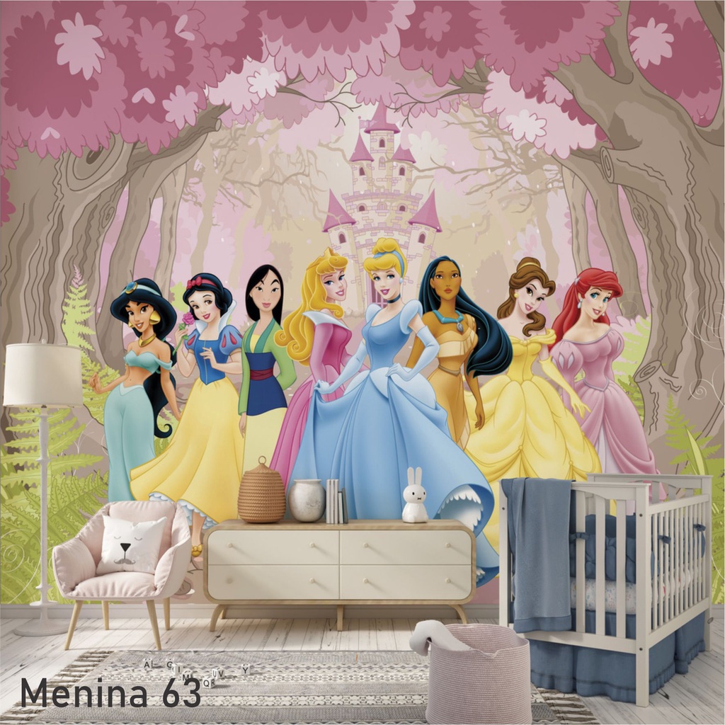 Papel De Parede Princesas Juntas | Shopee Brasil