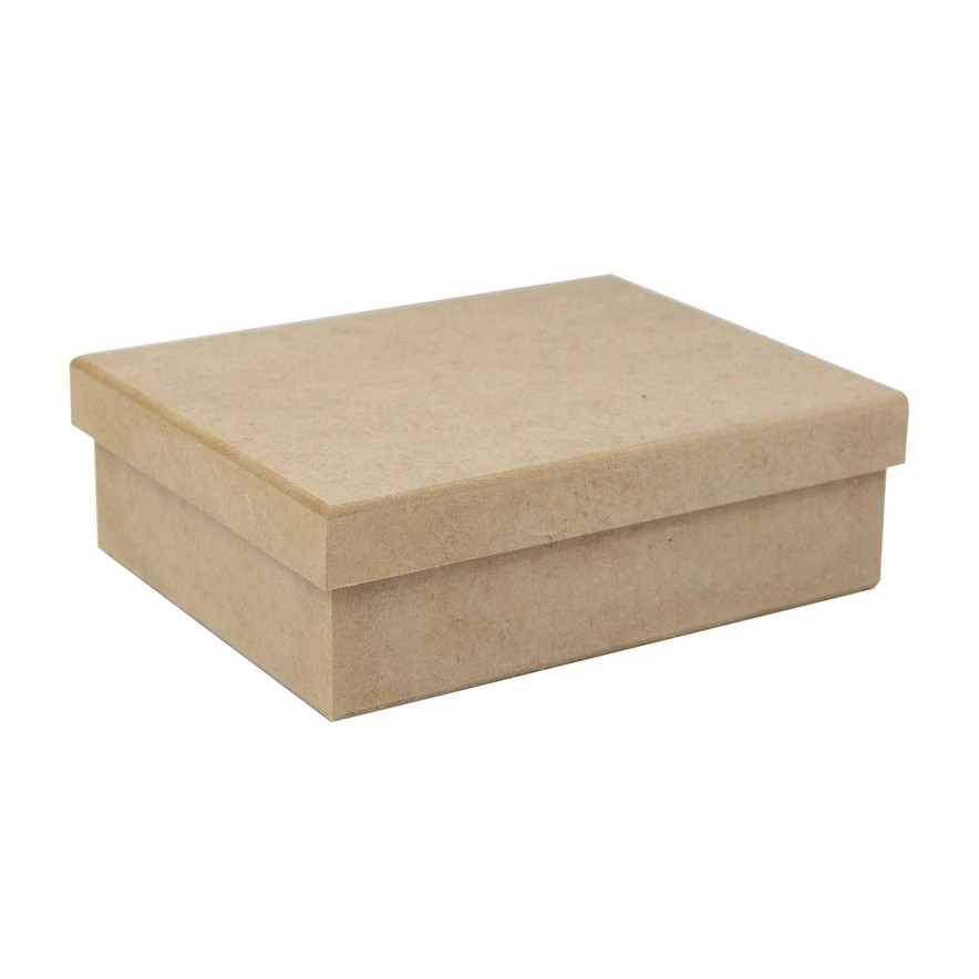 Caixa Lisa Organizadora Com Tampa 20x15x6 Cm Mdf Cru Madeira