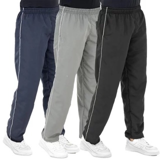 Kit 3x Calças Tactel Masculina 3 Bolsos Costura Reforçada Preta Azul Cinza