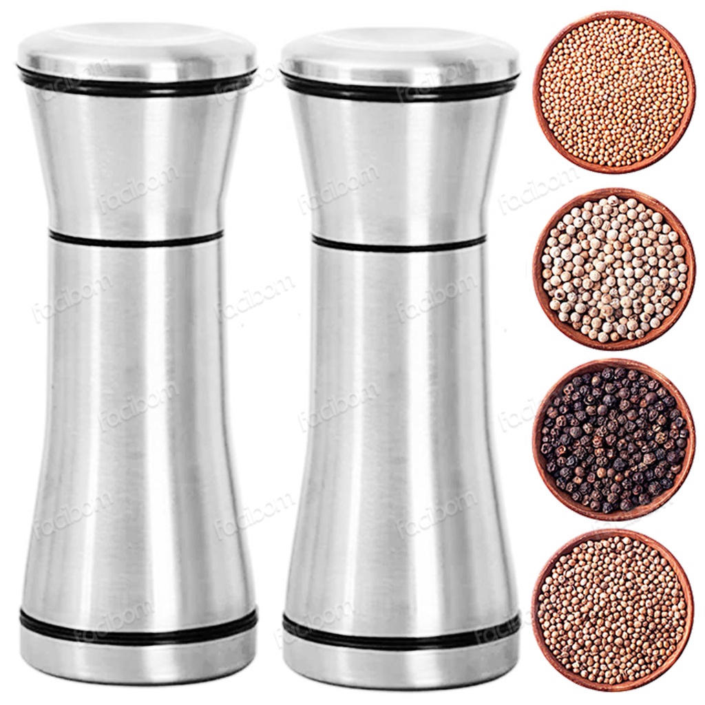 Kit 2 Moedor Manual de Pimenta e Sal Pequeno Aço Inox