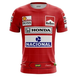 Camiseta Ayrton Senna Mclaren Camisa Formula 1 Corrida Vermelha