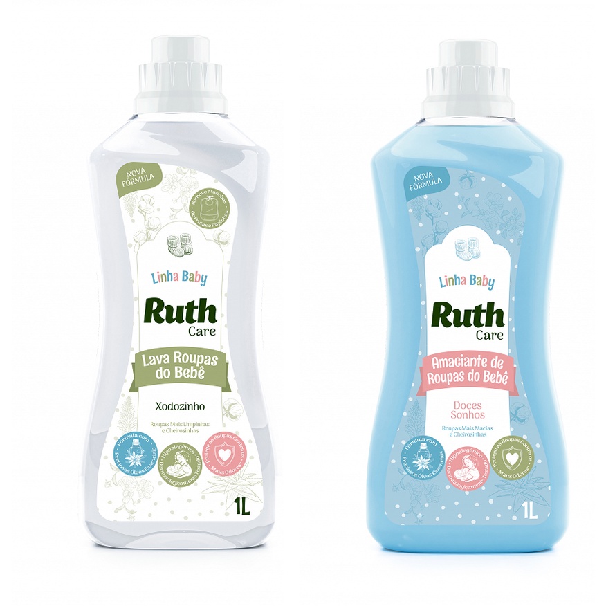 Kit lava roupas de bebê sabão líquido e amaciante Ruth | Shopee Brasil