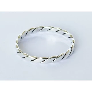 Anel de Prata 950 Fio Torcido Achatado Anel Masculino Anel Feminino