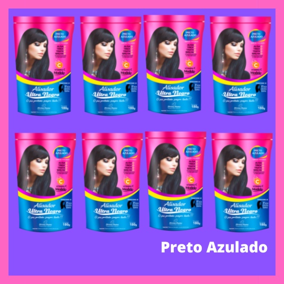 HENÊ ALISADOR ULTRANEGRO PRETO AZULADO - KIT COM 8UN - POUCH 180gr ...