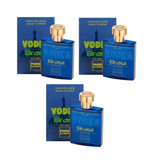 KIT COM 3 VODKA BRASIL AZUL MASCULINO 100ML