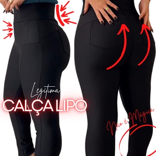 Calça legging feminina lipo com ziper alta compressão cirre