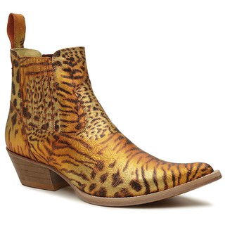 botina/bota cano curto country bico fino masculino couro metalizado silverado