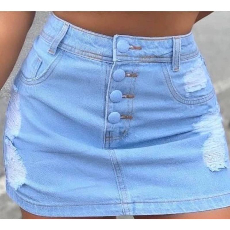 Saia de botao store jeans