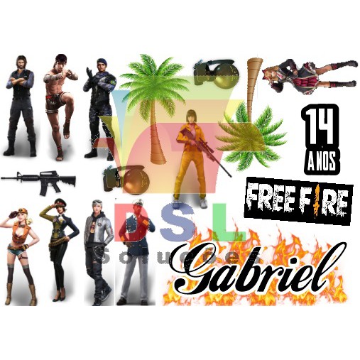 Topo bolo free fire Gabriel 13 anos - Personalizados MMM