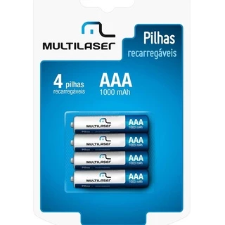 Pilhas Recarregáveis Multilaser Aaa 1000Mah 4 Uni. Cb050 1,2 V em Oferta na Shopee