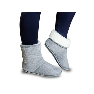 Pantufa Bota Polar Cinza Toda Peluciada Super Quentinha Calcado de Frio Inverno