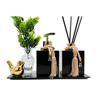 Kit Aromatizador De Ambiente Com Bandeja E Decoração Super Luxo Para Lavabo 250ml