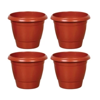 4 X Vaso Redondo Grande 21,5 Litros Plástico Resistente Plantas Frutiferas Flores Hortas Jardim Ervas Hortaliça Folhagem