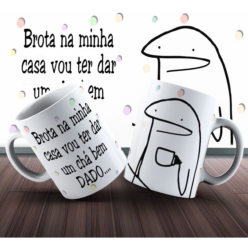 Caneca X cara Flork Meme Ch Bem Dado Porcelana 325ml Md93