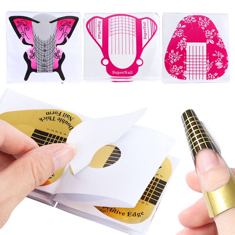 Kit 500 Moldes Adesivos De Papel Para Unha Gel Fibra Lindos | Shopee Brasil