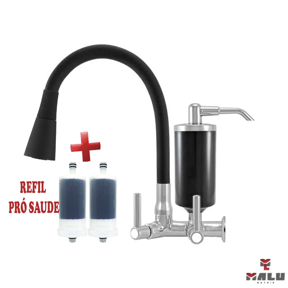 Torneira Cozinha Parede Filtro Jato Duplo Cone Flexível Safira Copo Color C-66 Cdg. 2172
