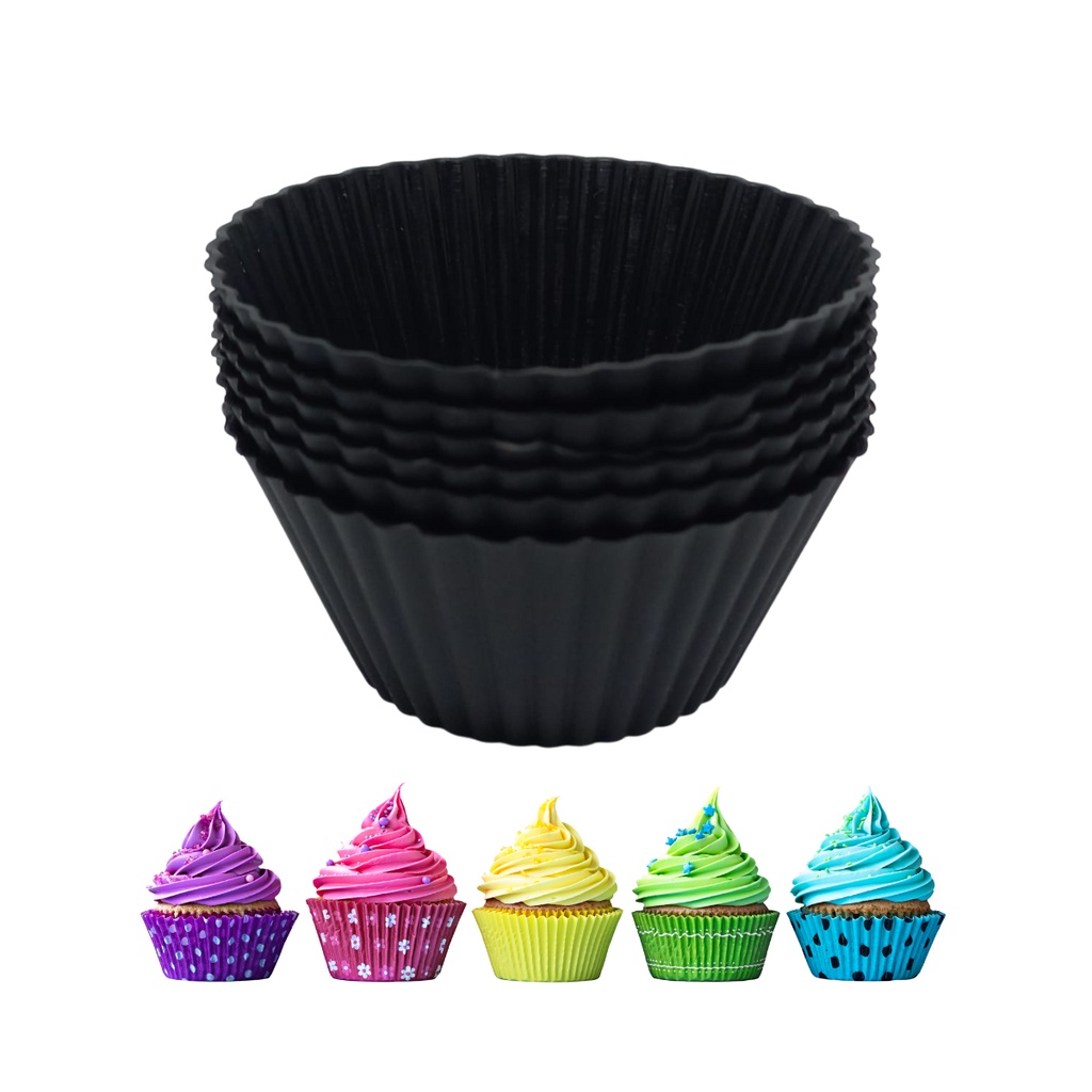 Jogo De Forma Redonda Com 12 Peças Totalmente De Silicone Para Bolos  Bolinhos Cupcake Pudim Queijadinha Desenforma Fácil