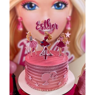 Topo de Bolo Barbie Adolescente Cabelos Personalizado