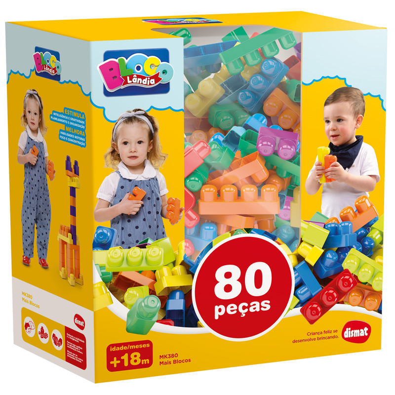 Blocos De Montar Grande Infantil 80 Peças Brinquedo Educativo 18 Meses ...