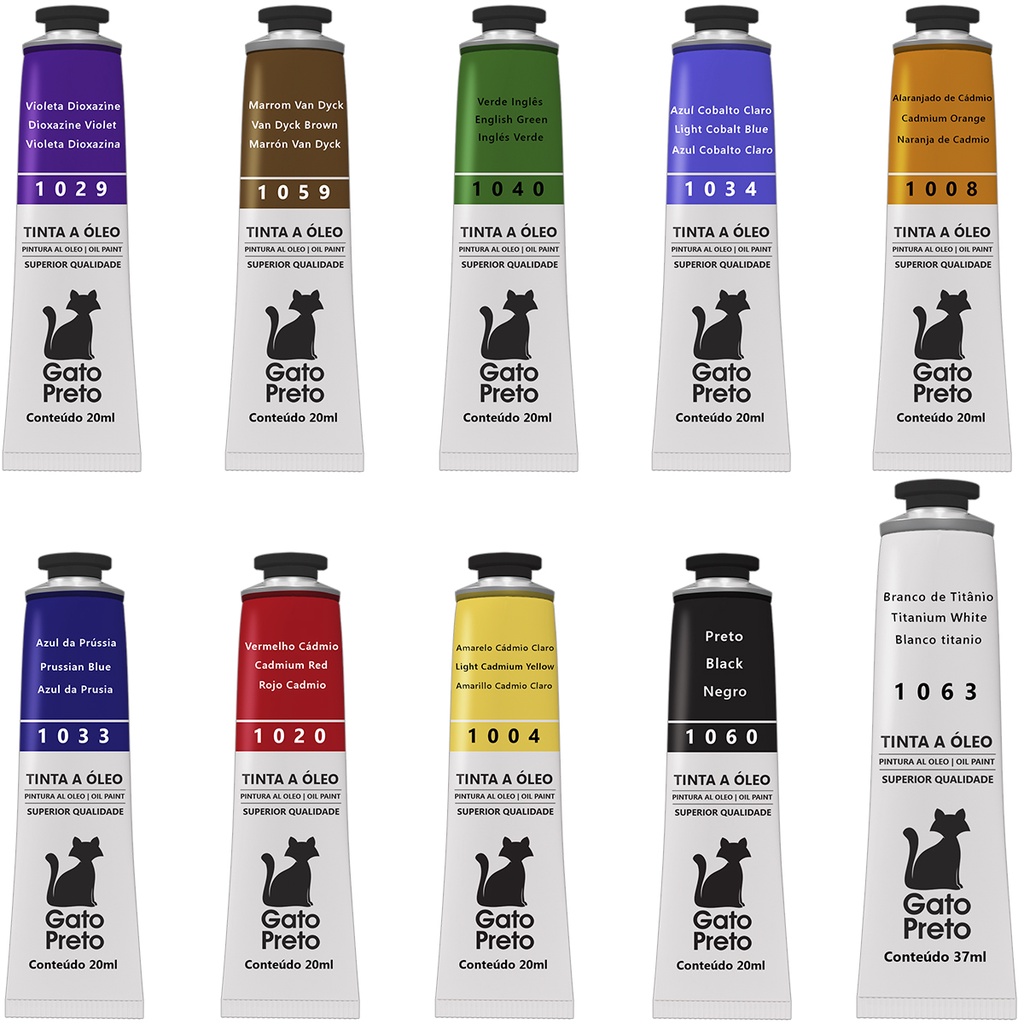 Kit Tintas Óleo Gato Preto Corfix e Acrilex Para Pintura Artística em ...