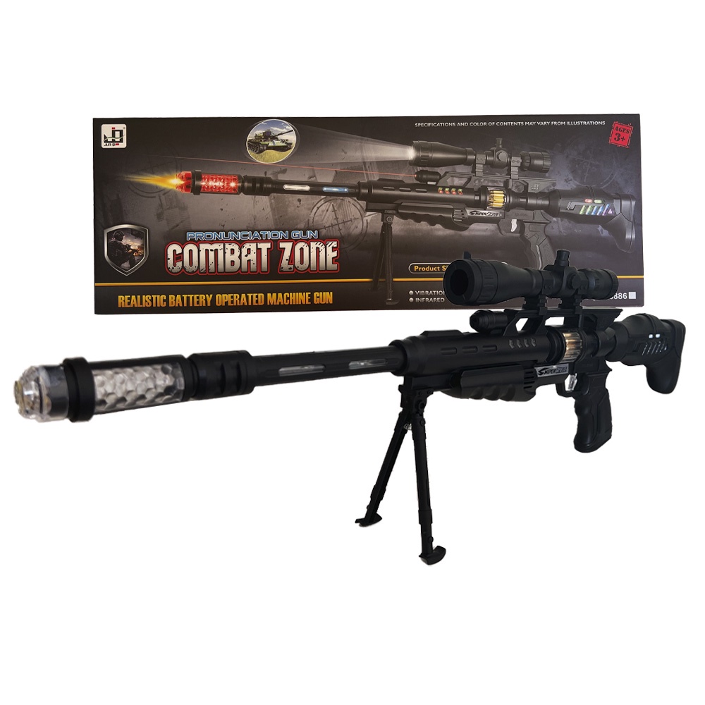 Arma Metralhadora Sniper De Brinquedo 68 Cm Com Som E Luz