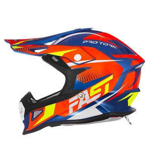 Capacete De Moto Masculino Trilha Enduro Fast Fantasy Limited Edition Azul com Laranja Motocross Pro Tork