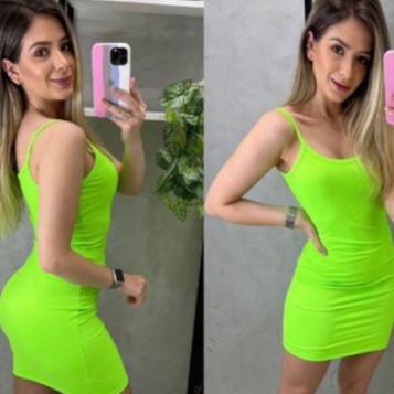 Vestido verde neon store curto