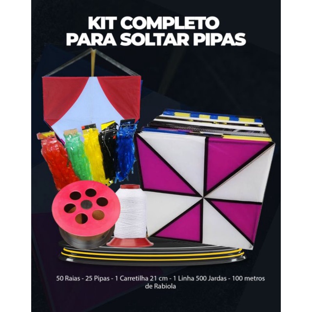 Kit Completo para Soltar Pipas - Pipa, Linha, Rabiola, Carretillha ...