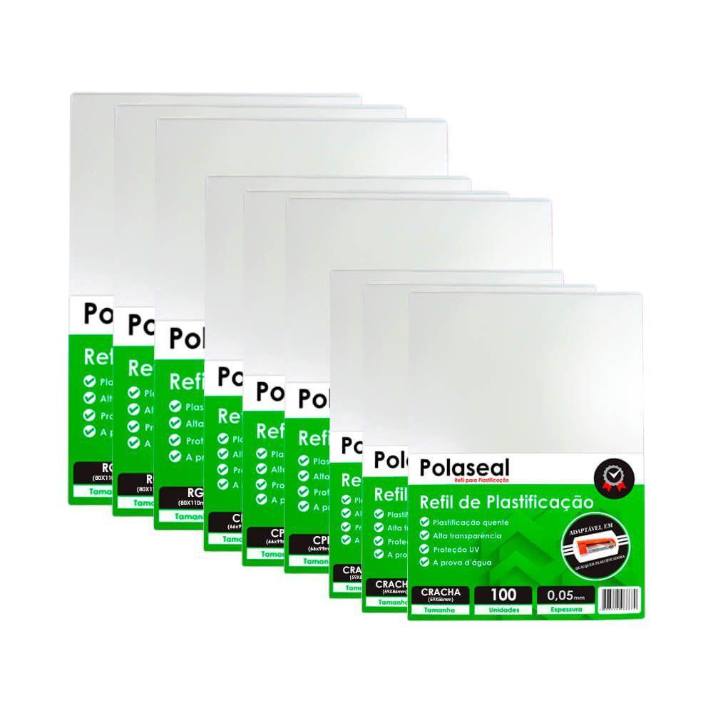 Polaseal Kit 1200un Plástico Plastificação Crachá CPF RG