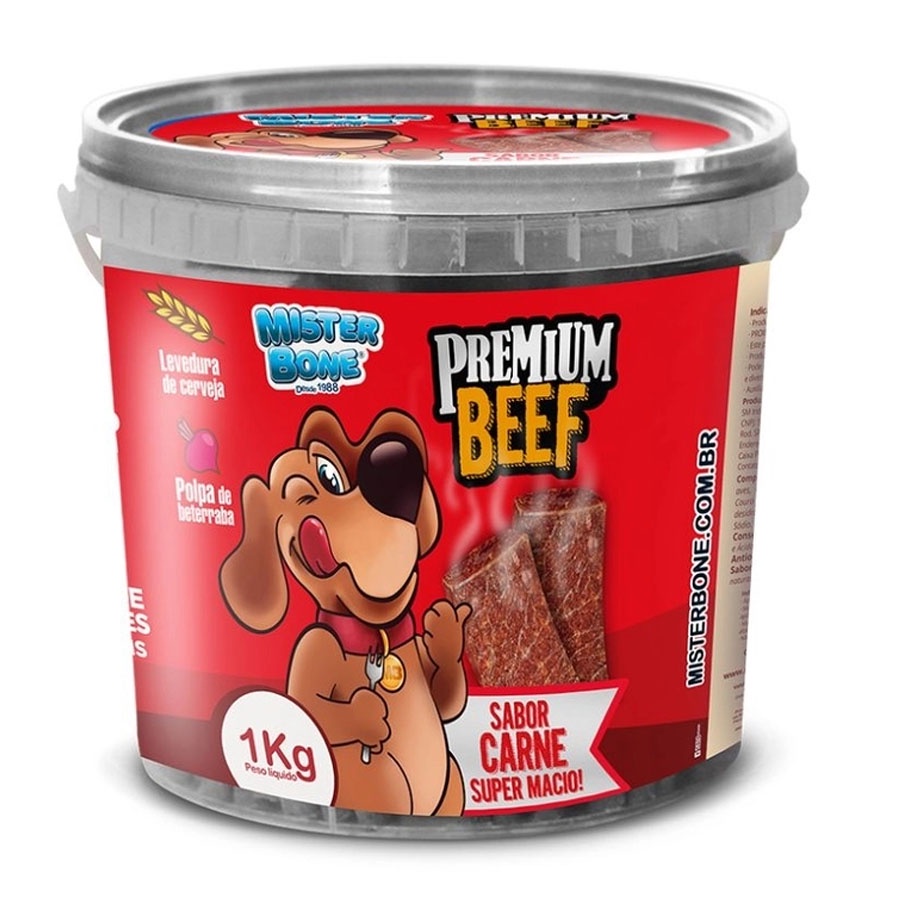 Bifinho Petisco Para Cachorro Cães Carne Balde 1kg Pet Premium Mister Bone em Oferta na Shopee