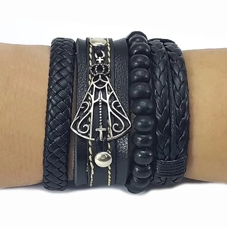 Pulseira masculino/femenino NSA APARECIDA kits c/4 peças reguláveis.