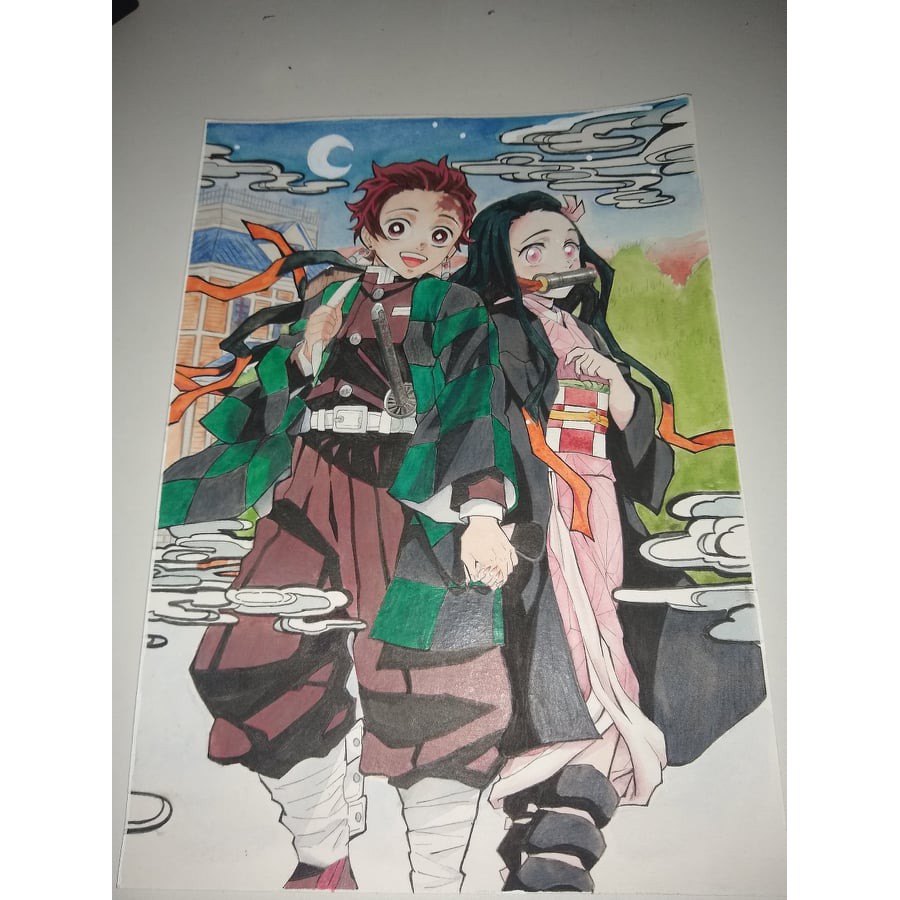 Desenho Tanjiro e Nezuko