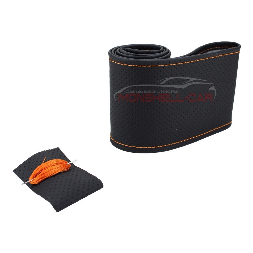Capa Volante Couro Costurar Preto / Laranja