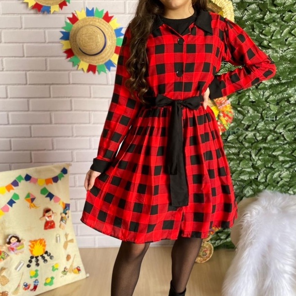 Vestido infantil hot sale xadrez inverno