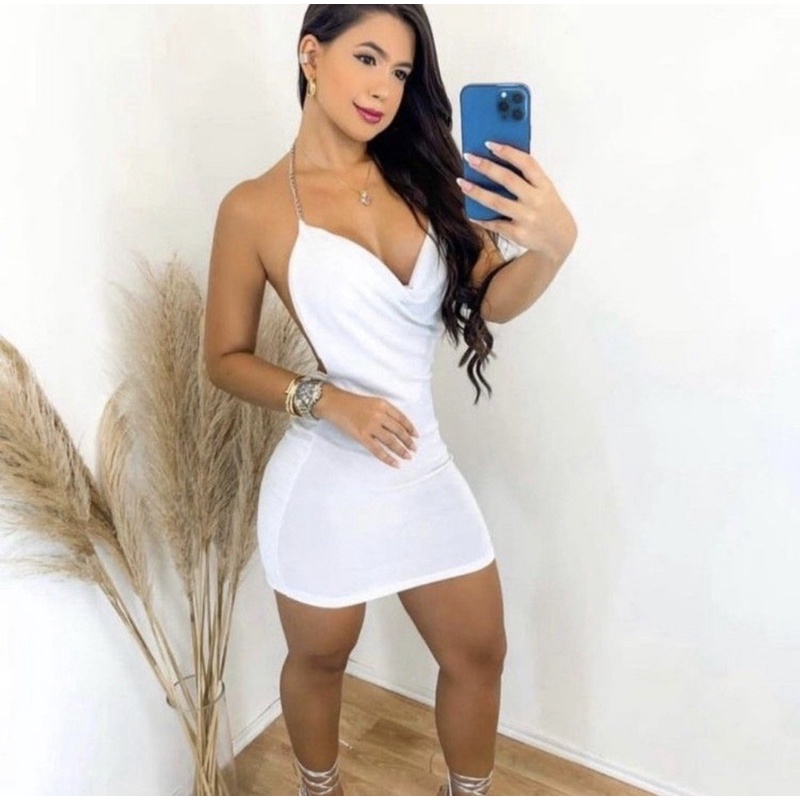 Vestido colado 2024 branco curto