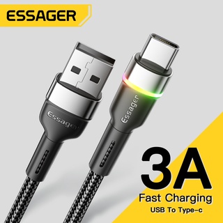Cabo Essager USB Tipo C 3A Carregador Rápido De Dados De Carregamento
