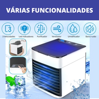 Mini Ar Condicionado Portátil Refrigerador Umidificador e Climatizador Usb Portatil Ventilador com Luz Led