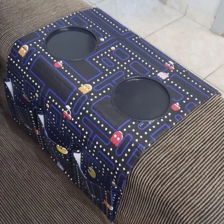 2 UN Bandeja Esteira Pac Man Corino Para Braço de Sofá Porta Copos e Controles
