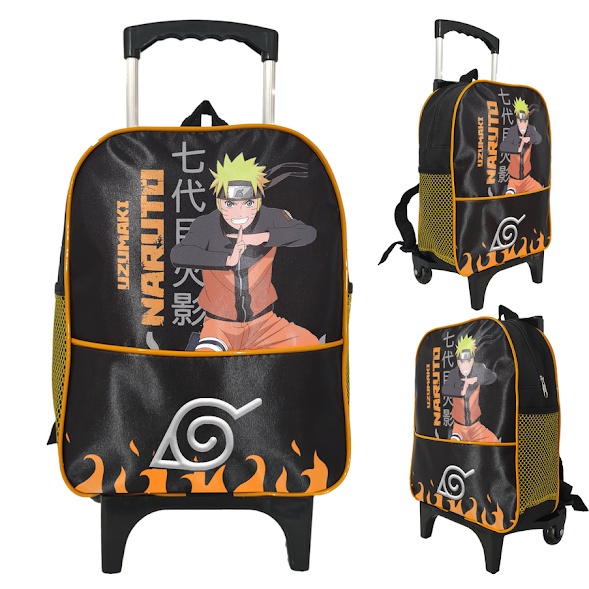 Mochila Escolar G Grande Preta Naruto Classico - Izza Presentes
