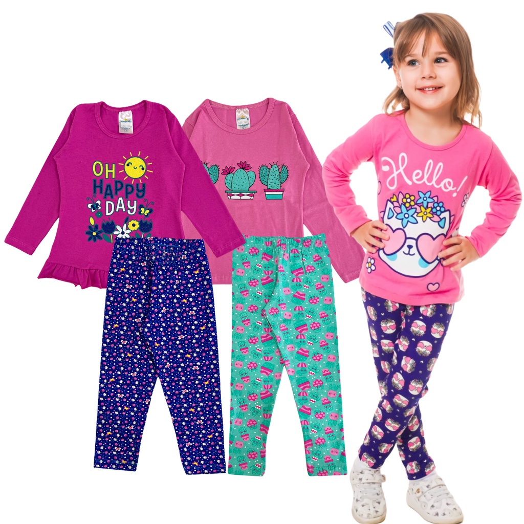 Roupa infantil conjunto menina legging tamanho 8