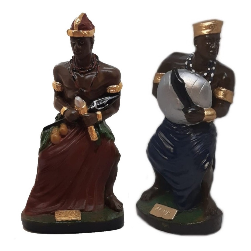 Escultura Estatueta Imagem Orixá Exu E Orixá Ogum Umbanda Candomblé ...