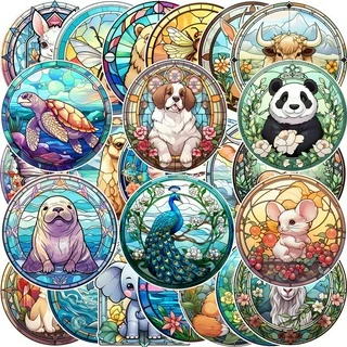 52 Peças De Adesivos Exclusivos Com Padrão De Janela , De Animais Criativos Vinil Estéticos À Prova D