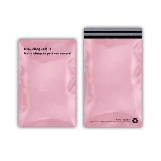 Kit 200 Saquinho Plástico Correios Rosa Bebê C/ Lacre 15x25cm